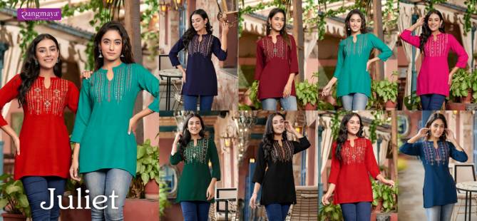 Juliet By Rangmaya Rayon Tunic Ladies Top Wholesale Price In Surat